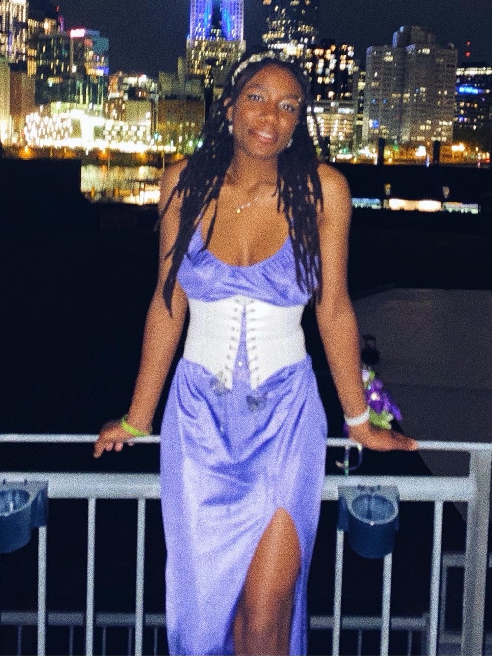 Purple Satin Slip Dress